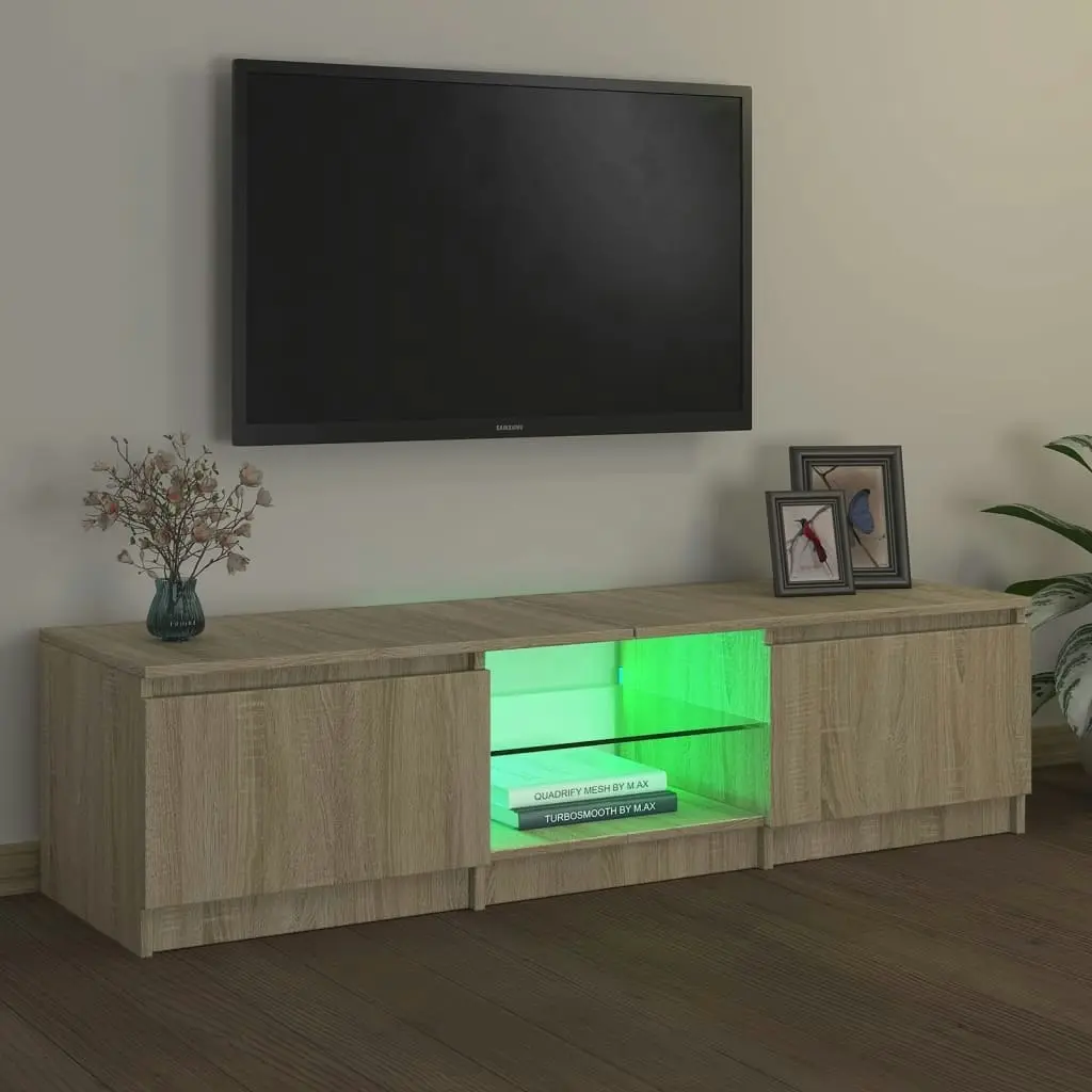 TV Cabinet with LED Lights Sonoma Oak 140x40x35.5 cm 804295