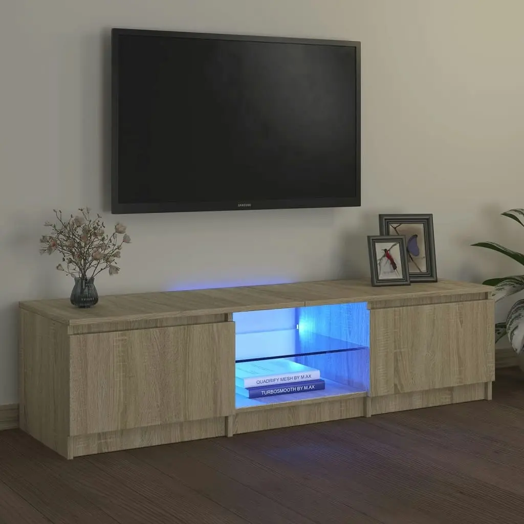 TV Cabinet with LED Lights Sonoma Oak 140x40x35.5 cm 804295