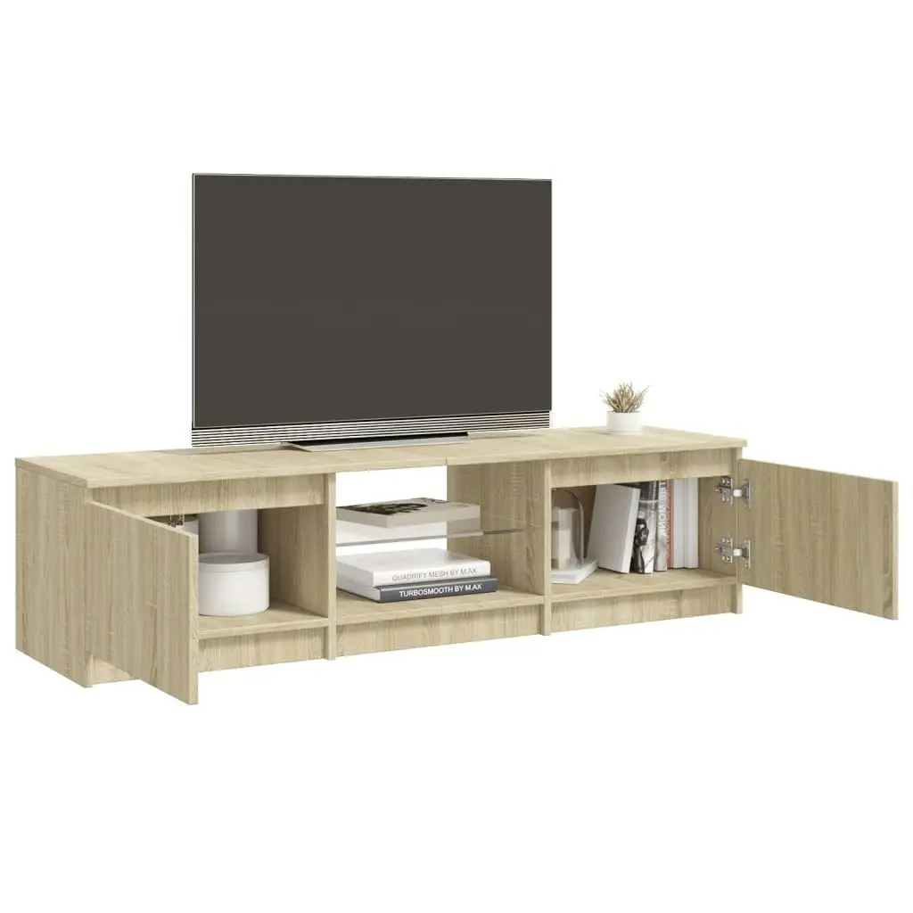 TV Cabinet with LED Lights Sonoma Oak 140x40x35.5 cm 804295