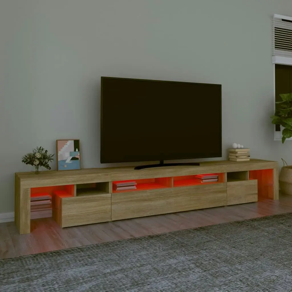 TV Cabinet with LED Lights Sonoma Oak 260x36.5x40 cm 3152780