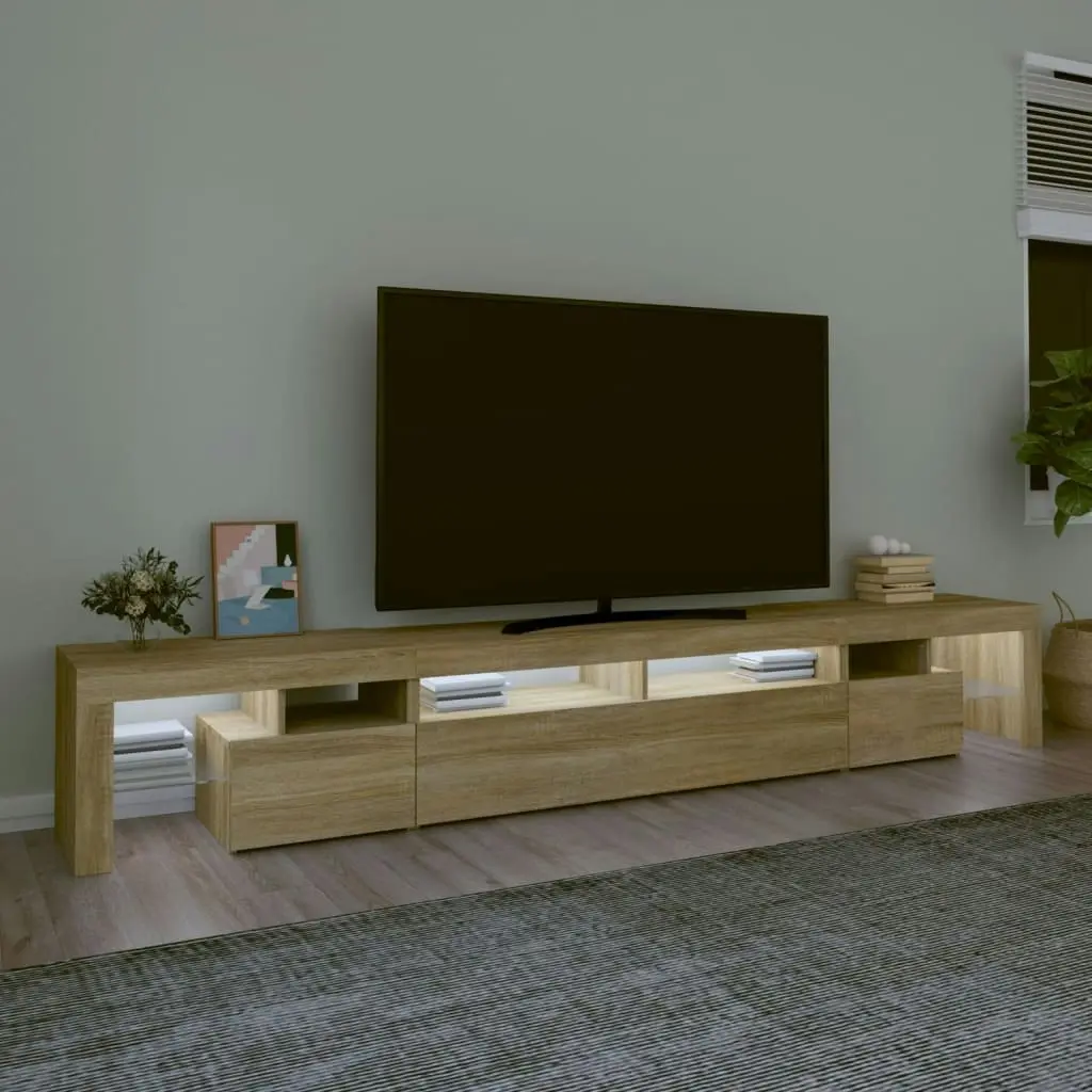 TV Cabinet with LED Lights Sonoma Oak 260x36.5x40 cm 3152780