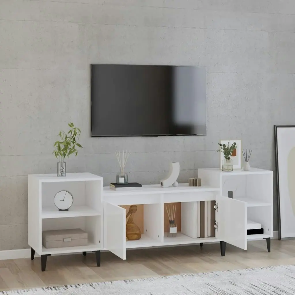 TV Cabinet High Gloss White 160x35x55 cm Engineered Wood 821198