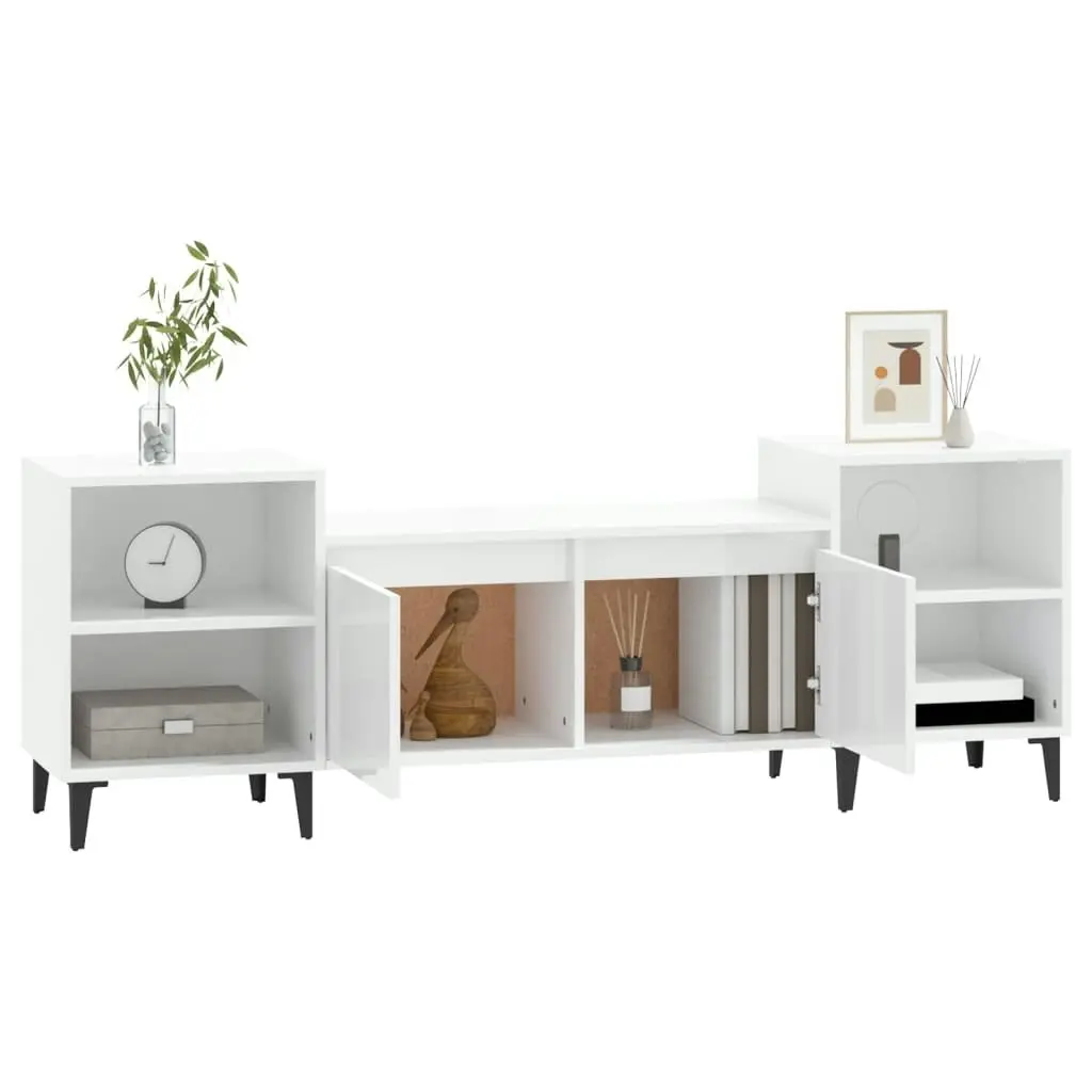 TV Cabinet High Gloss White 160x35x55 cm Engineered Wood 821198