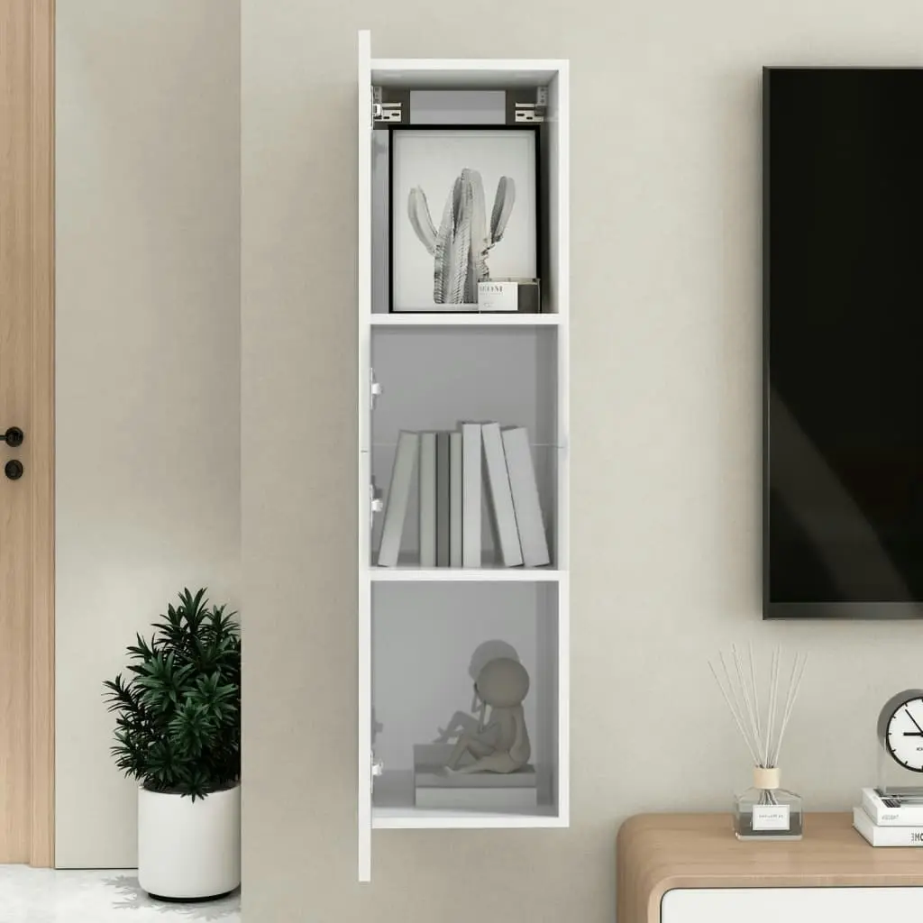 TV Cabinet High Gloss White 30.5x30x110 cm Engineered Wood 803374