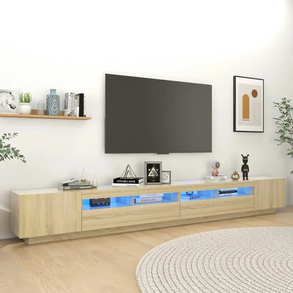 TV Cabinet with LED Lights Sonoma Oak 300x35x40 cm 3081927