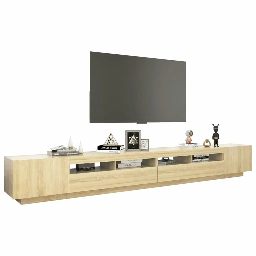 TV Cabinet with LED Lights Sonoma Oak 300x35x40 cm 3081927