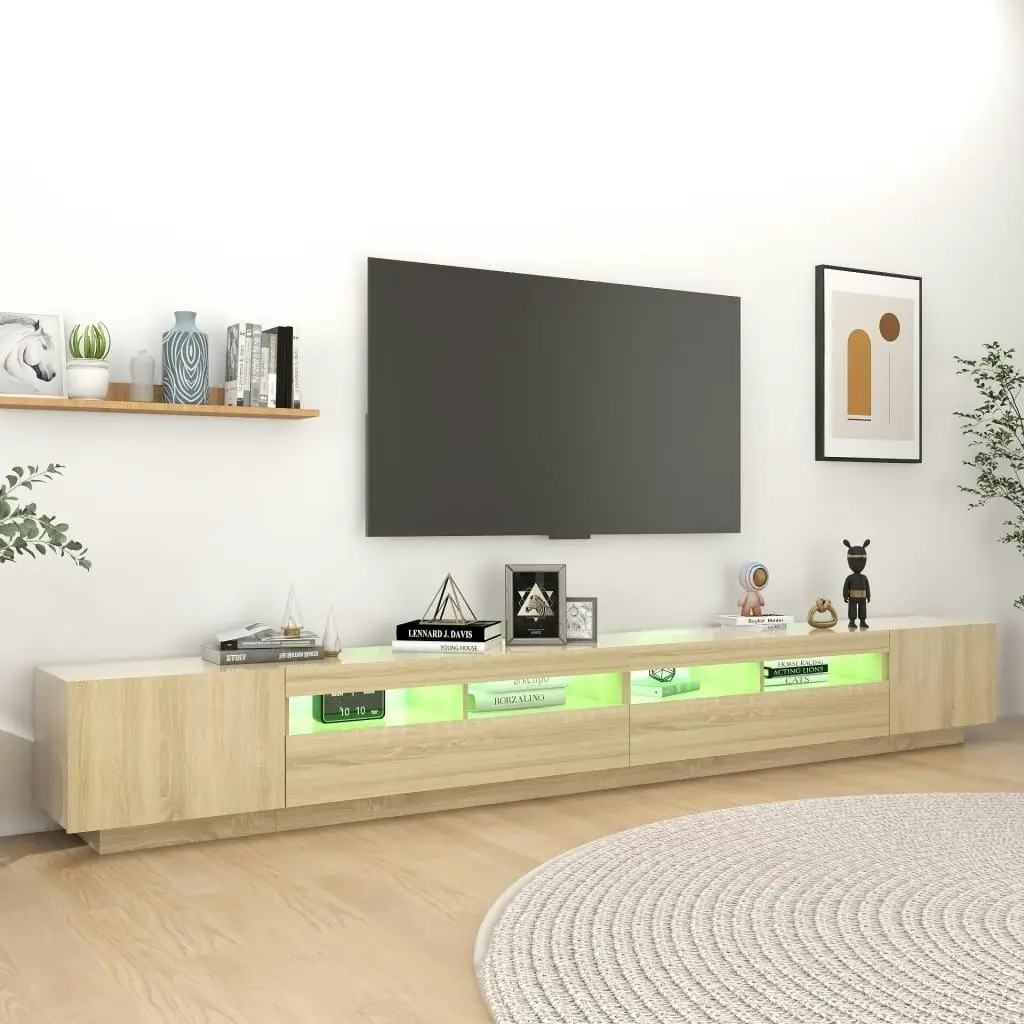 TV Cabinet with LED Lights Sonoma Oak 300x35x40 cm 3081927