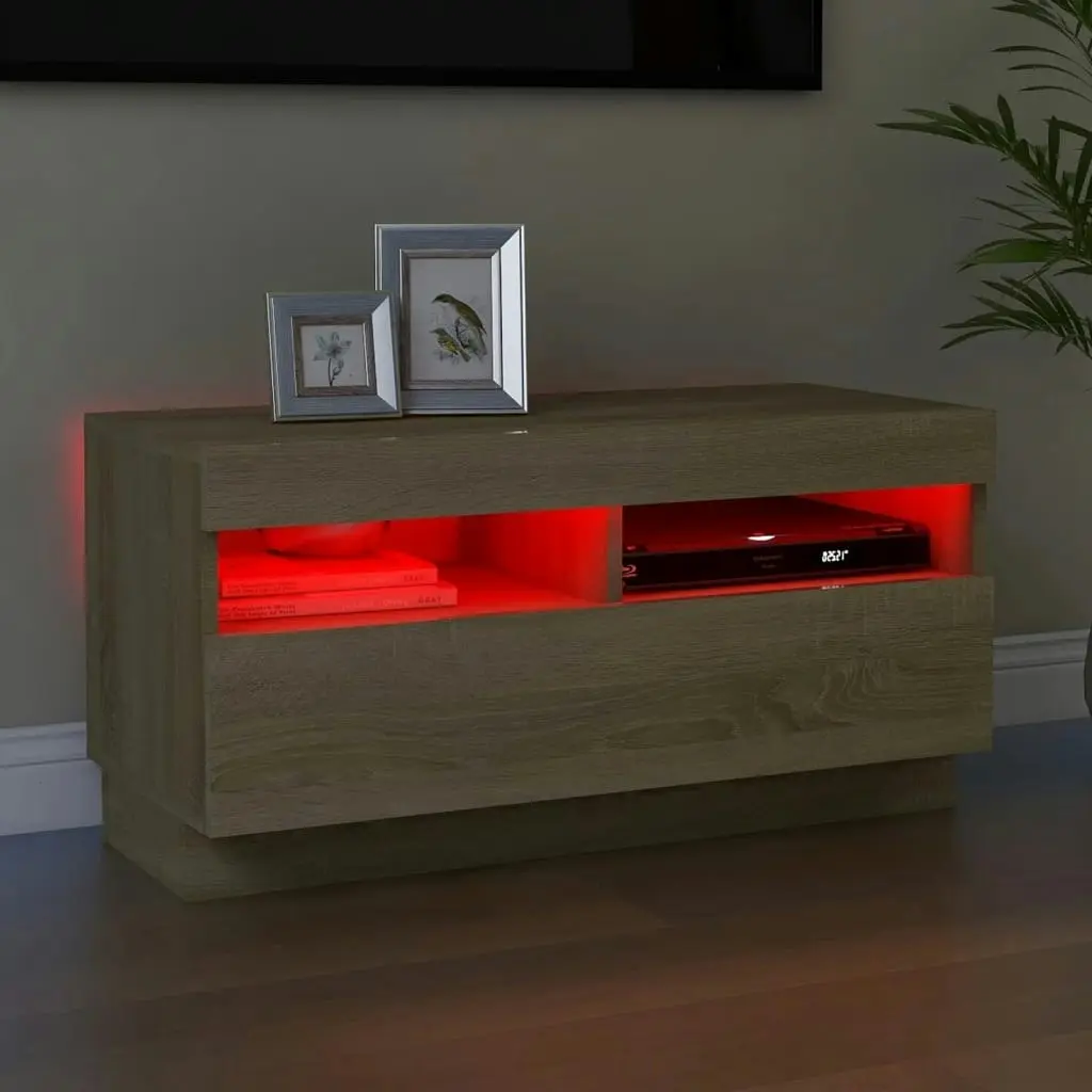 TV Cabinet with LED Lights Sonoma Oak 80x35x40 cm 804448