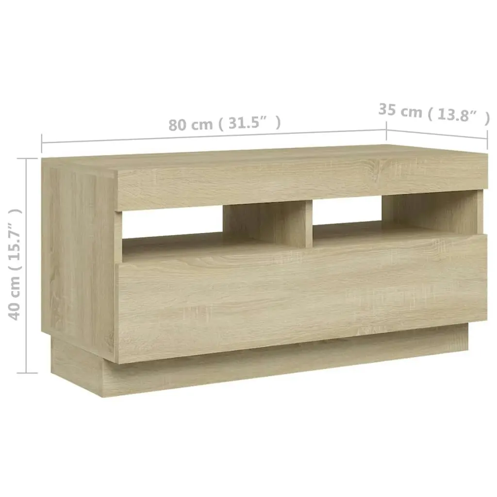 TV Cabinet with LED Lights Sonoma Oak 80x35x40 cm 804448