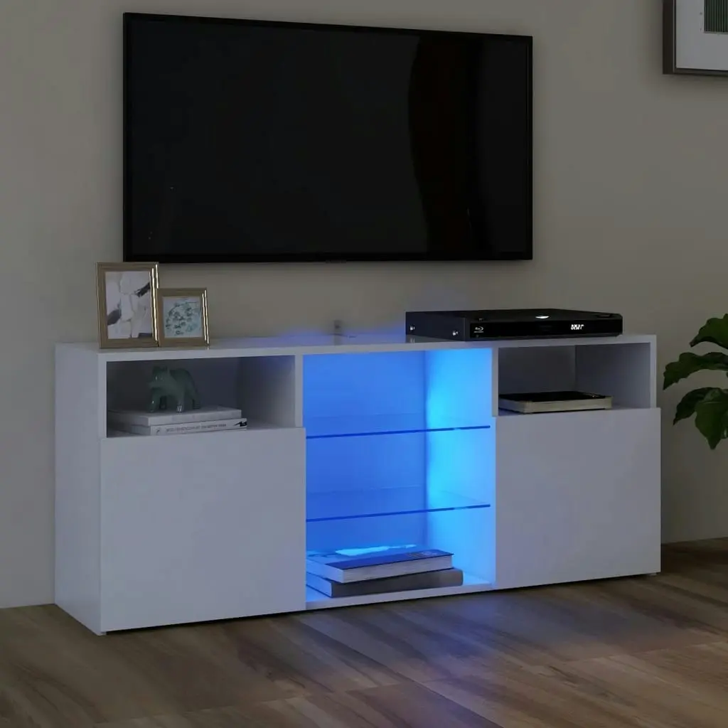 TV Cabinet with LED Lights White 120x30x50 cm 804301