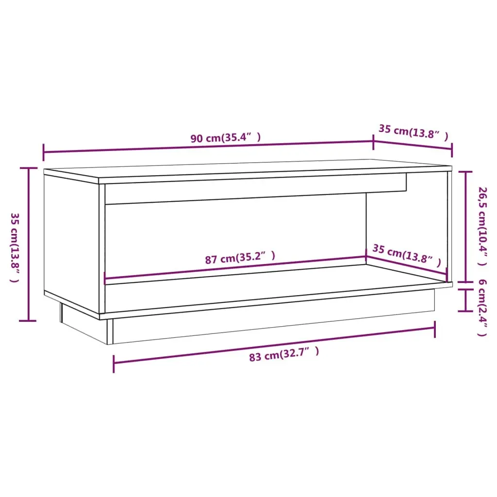 TV Cabinet Honey Brown 90x35x35 cm Solid Wood Pine 813832