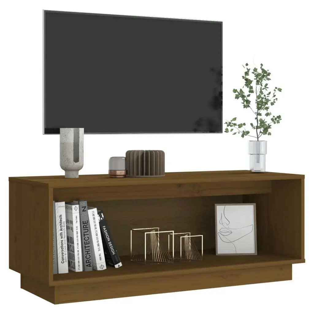 TV Cabinet Honey Brown 90x35x35 cm Solid Wood Pine 813832