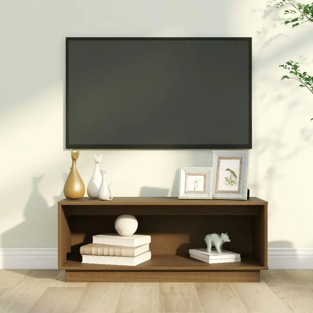 TV Cabinet Honey Brown 90x35x35 cm Solid Wood Pine 813832