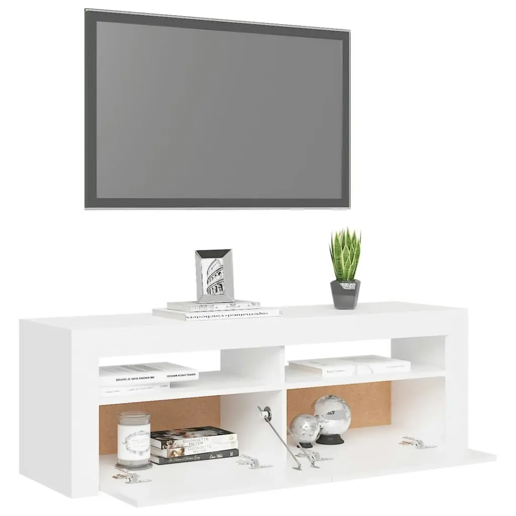 TV Cabinet with LED Lights White 120x35x40 cm 804310