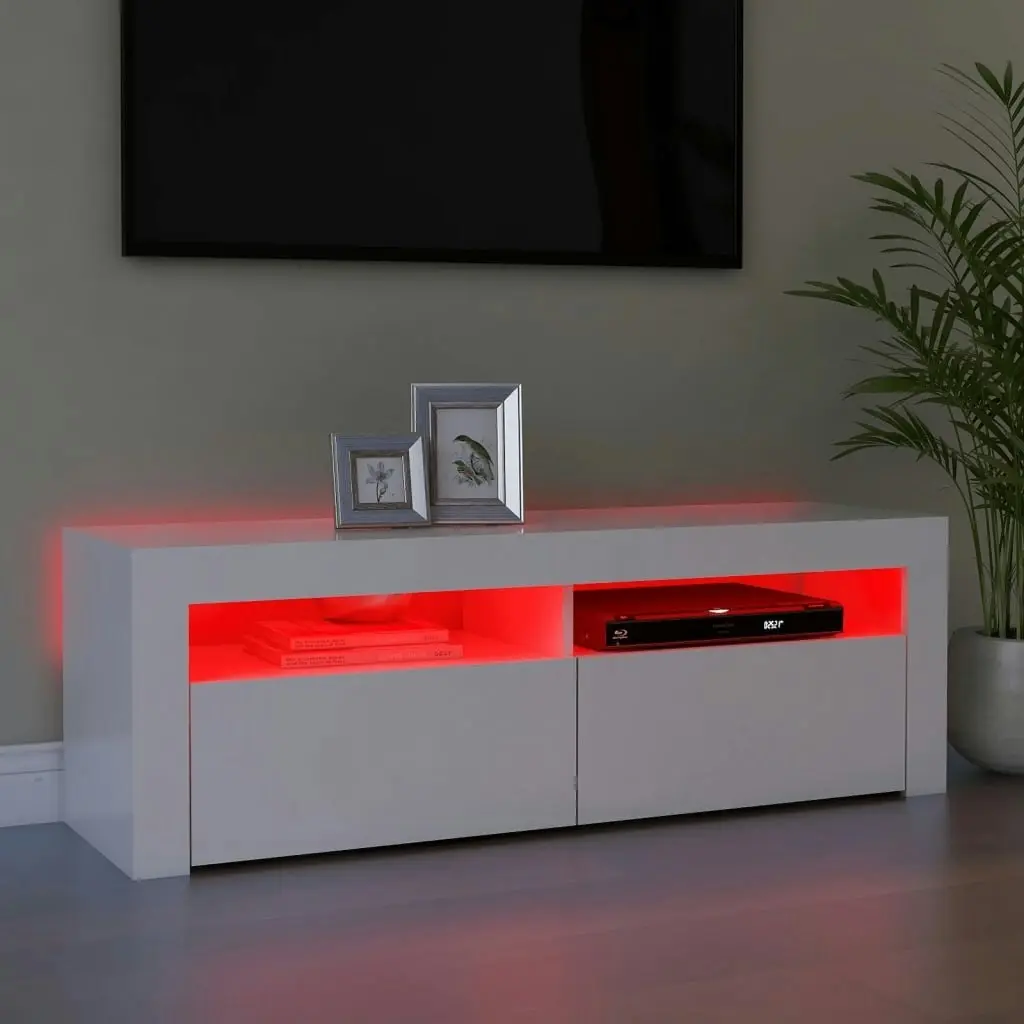 TV Cabinet with LED Lights White 120x35x40 cm 804310