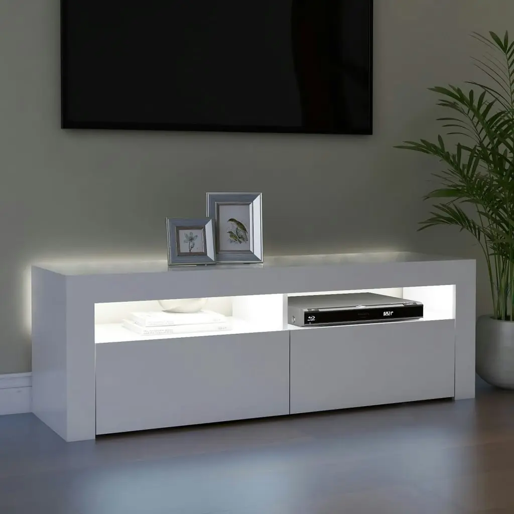 TV Cabinet with LED Lights White 120x35x40 cm 804310