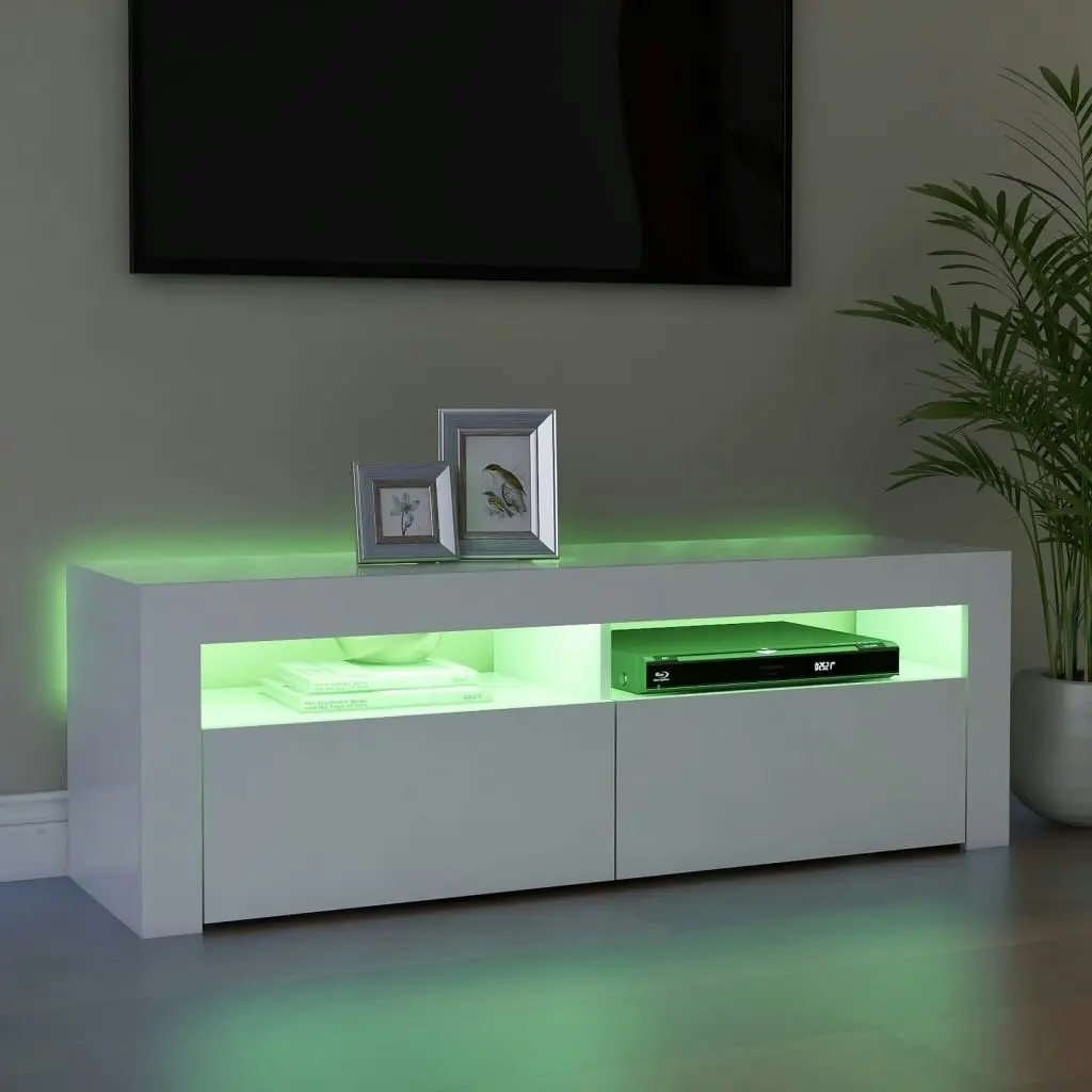 TV Cabinet with LED Lights White 120x35x40 cm 804310