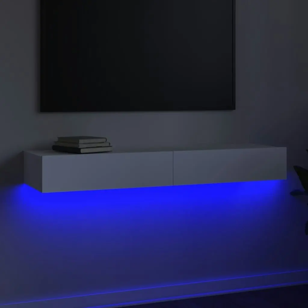 TV Cabinet with LED Lights White 120x35x15.5 cm 832863