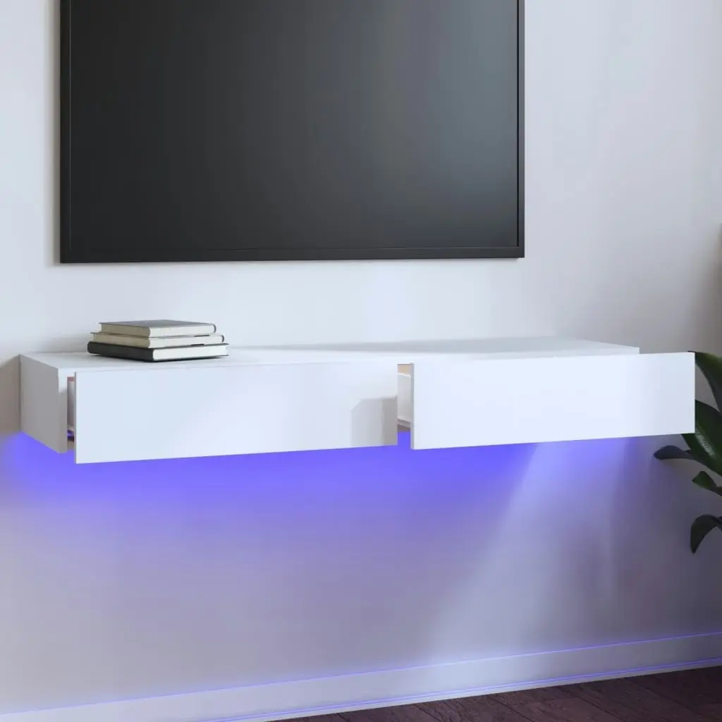 TV Cabinet with LED Lights White 120x35x15.5 cm 832863