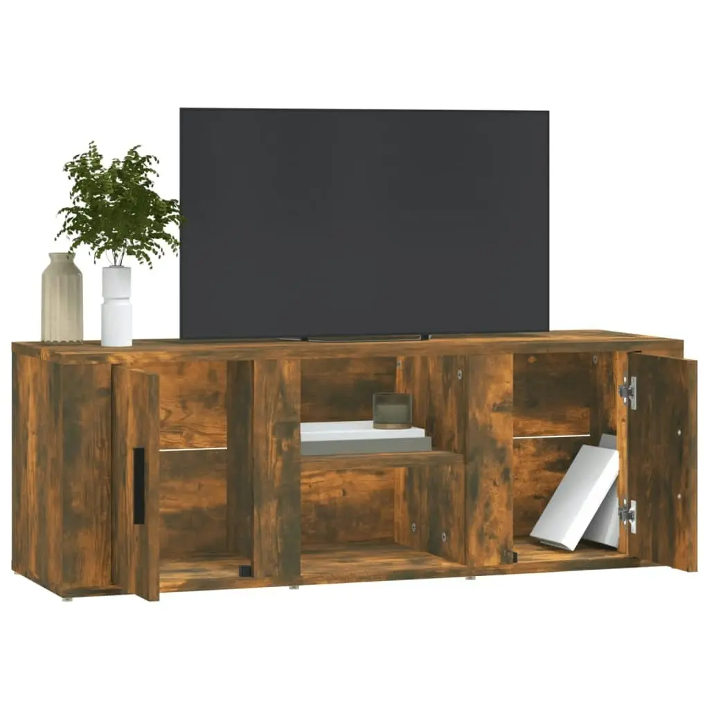 TV Cabinet Smoked Oak 100x31.5x35 cm Engineered Wood 819433