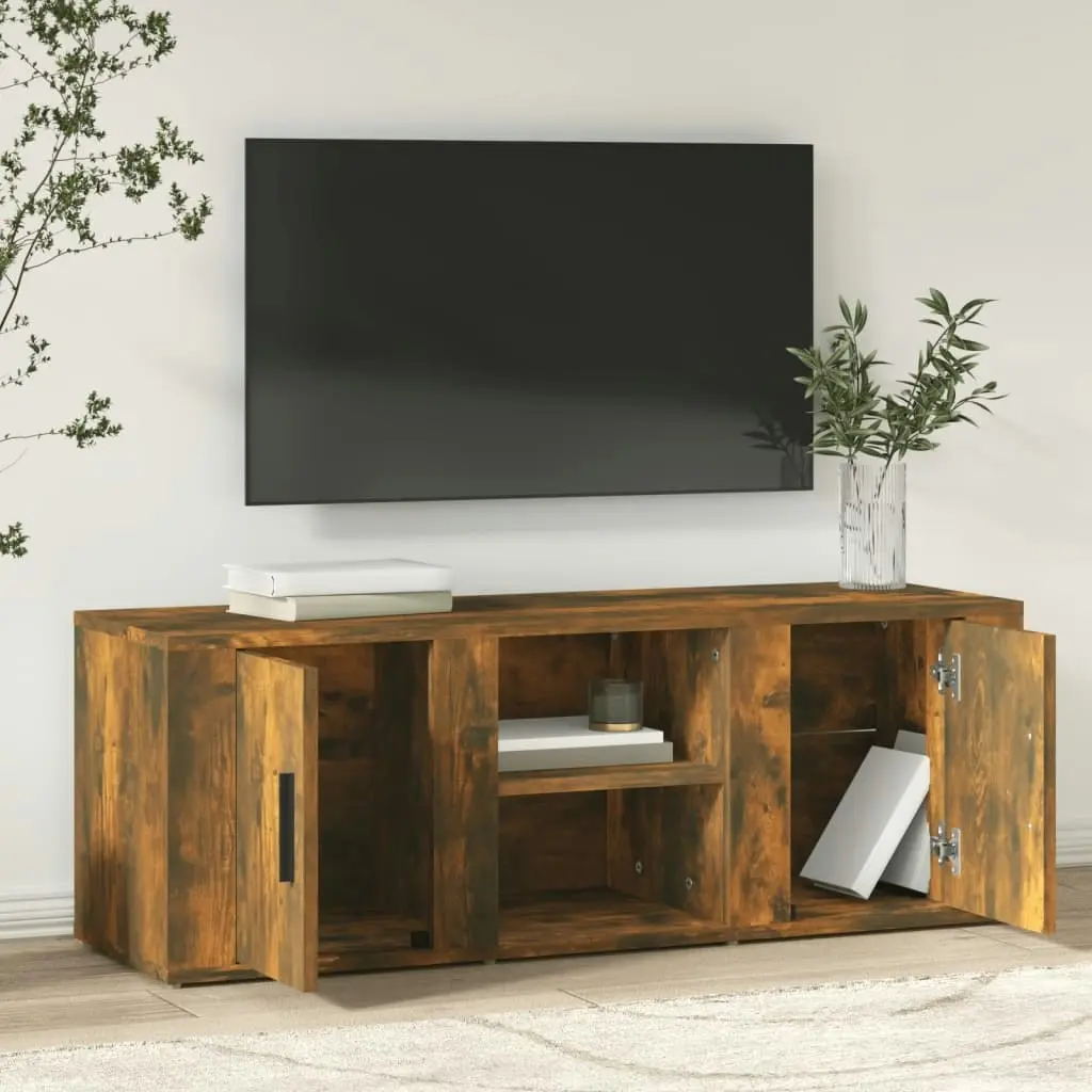 TV Cabinet Smoked Oak 100x31.5x35 cm Engineered Wood 819433