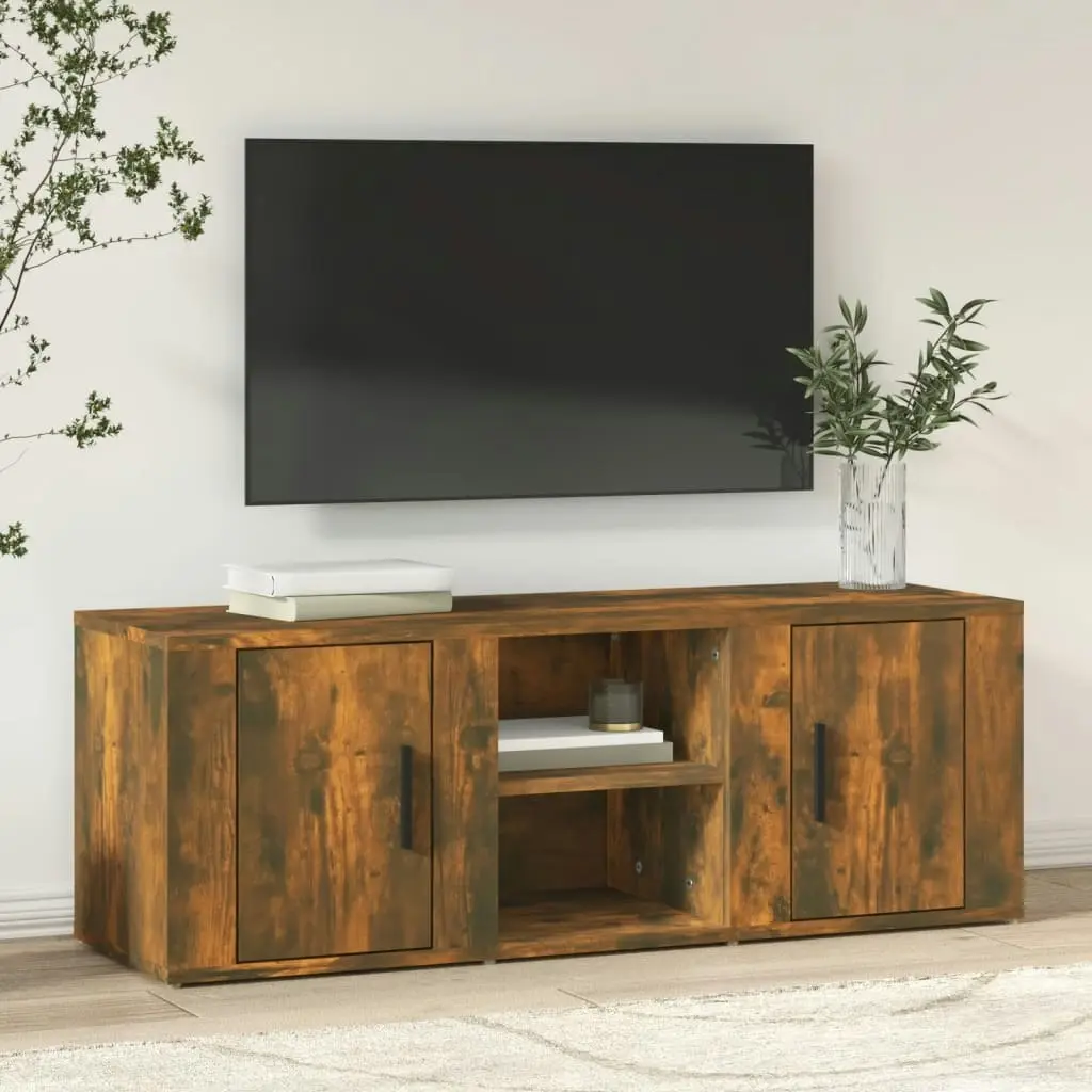 TV Cabinet Smoked Oak 100x31.5x35 cm Engineered Wood 819433