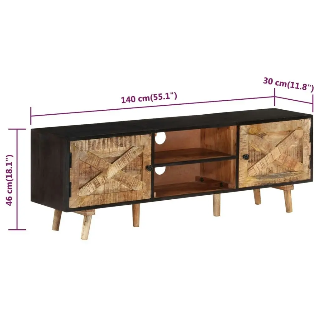 TV Cabinet 140x30x46 cm Rough Mango Wood and Solid Wood Acacia 338420