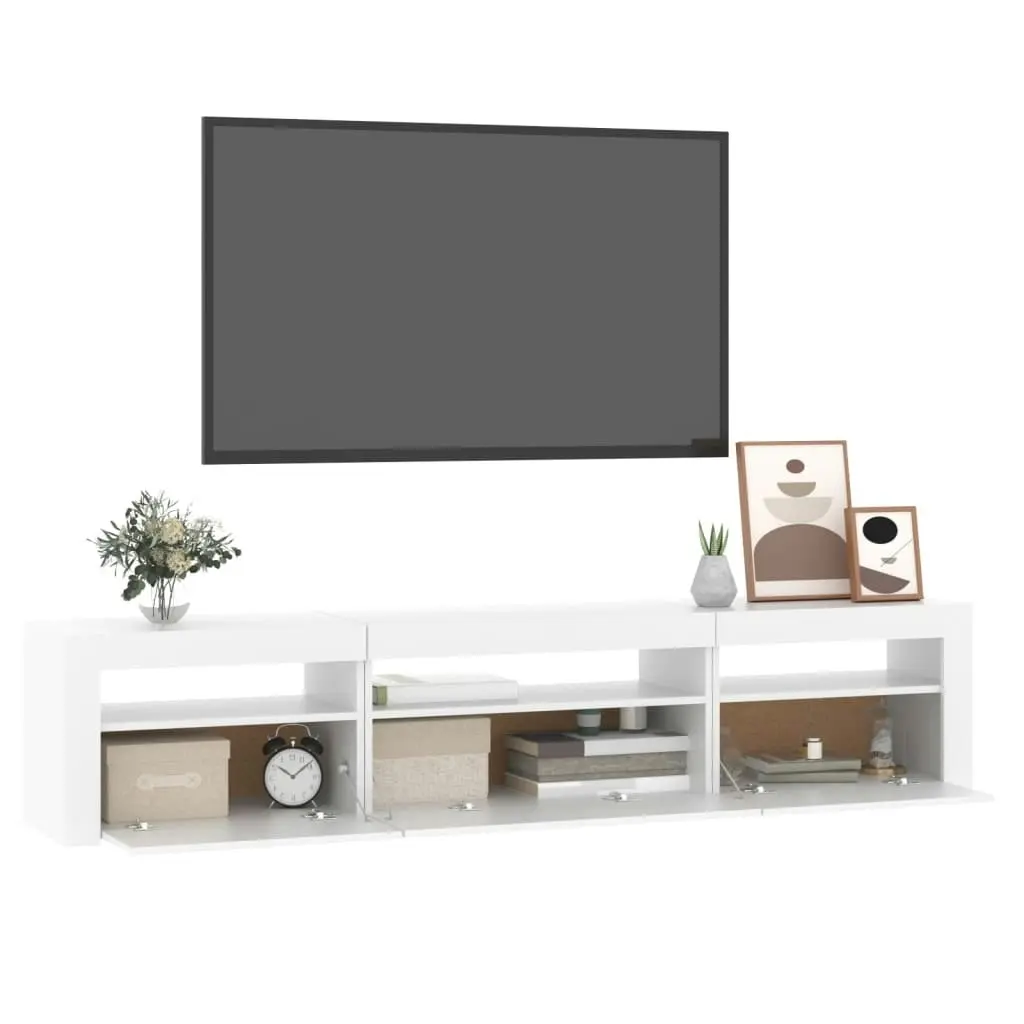 TV Cabinet with LED Lights White 195x35x40 cm 3152738