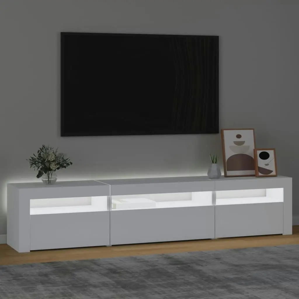 TV Cabinet with LED Lights White 195x35x40 cm 3152738