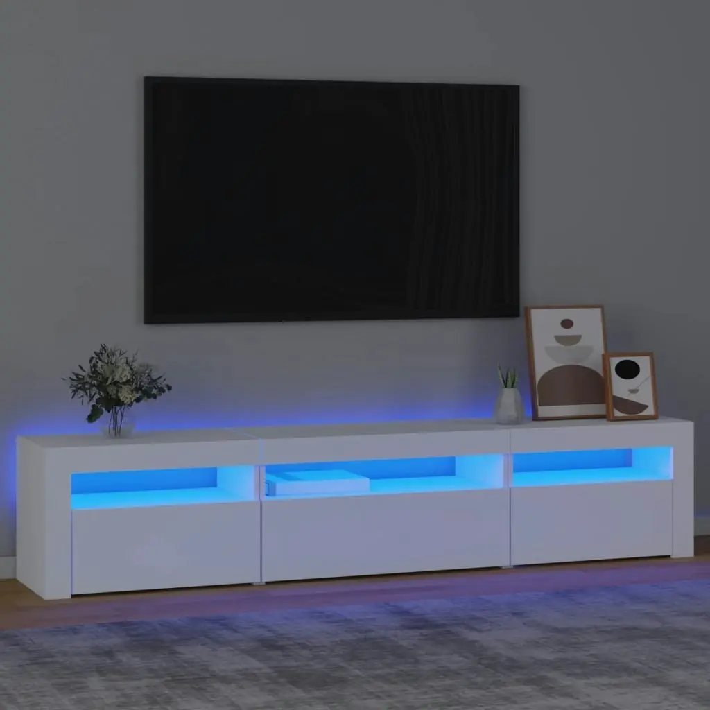 TV Cabinet with LED Lights White 195x35x40 cm 3152738