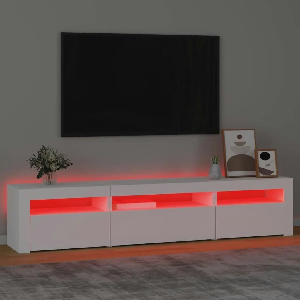 TV Cabinet with LED Lights White 195x35x40 cm 3152738