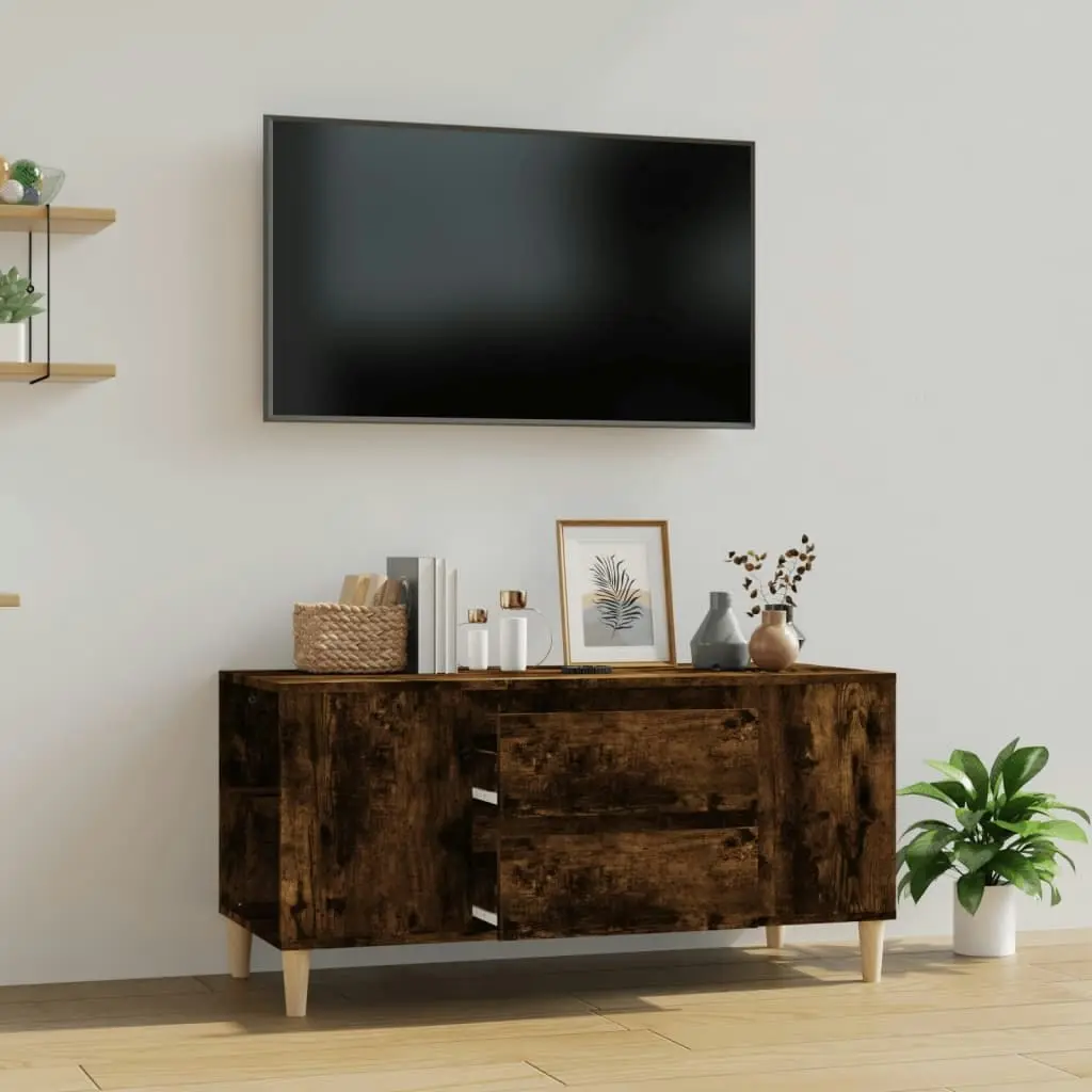 TV Cabinet Smoked Oak 102x44.5x50 cm Engineered Wood 819601