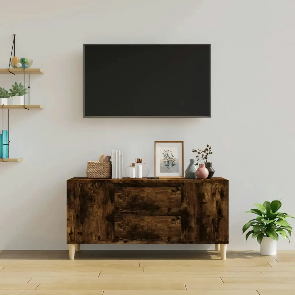 TV Cabinet Smoked Oak 102x44.5x50 cm Engineered Wood 819601