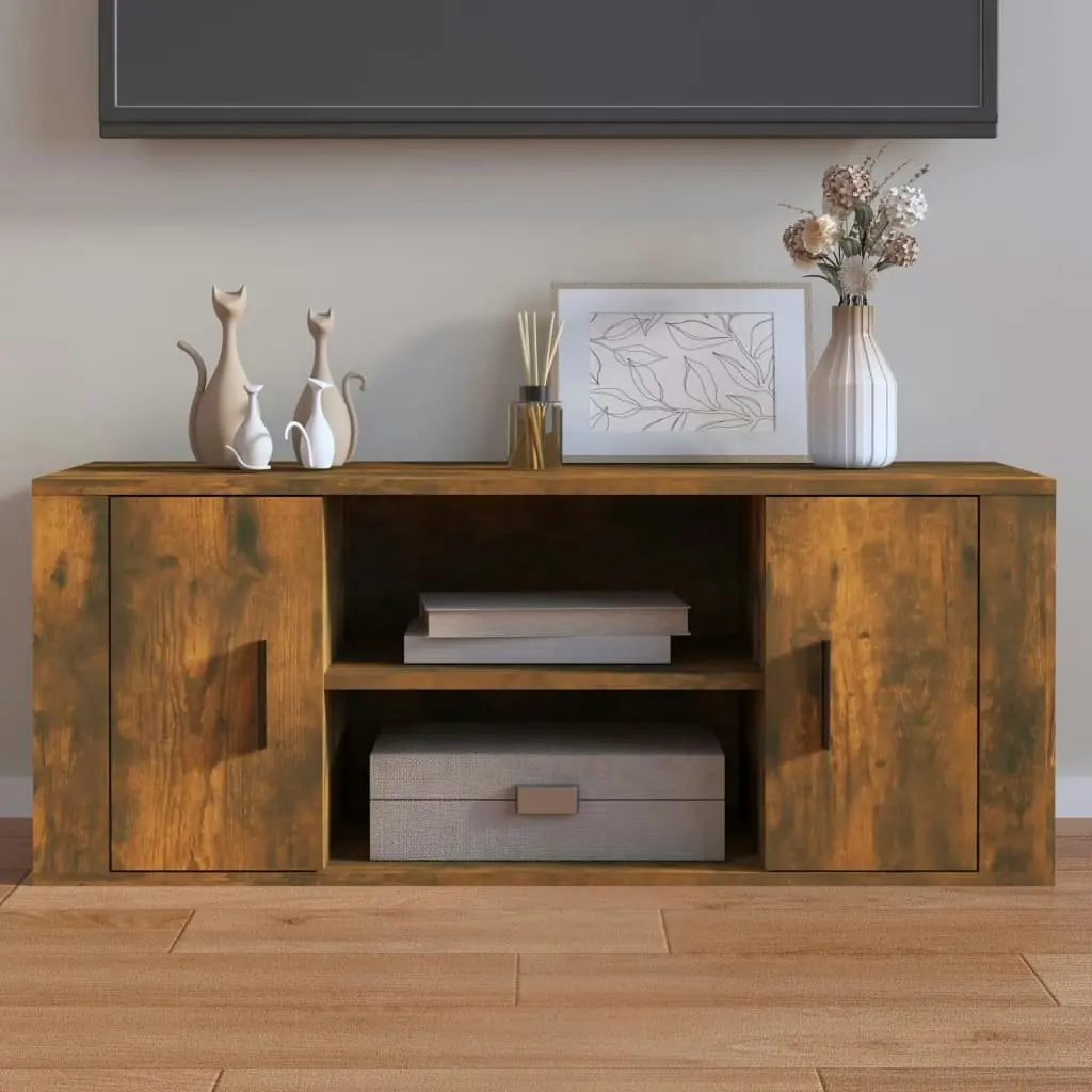 TV Cabinet Smoked Oak 100x35x40 cm Engineered Wood 823096