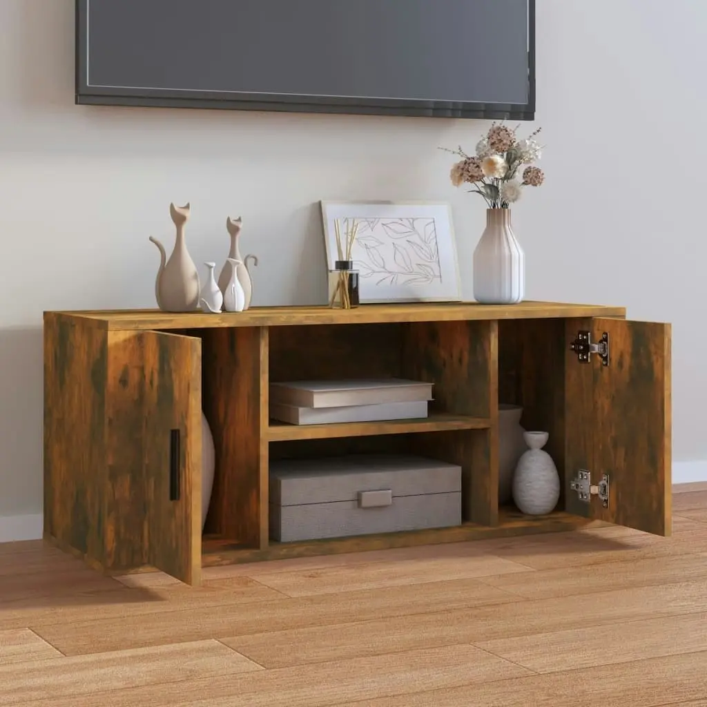 TV Cabinet Smoked Oak 100x35x40 cm Engineered Wood 823096