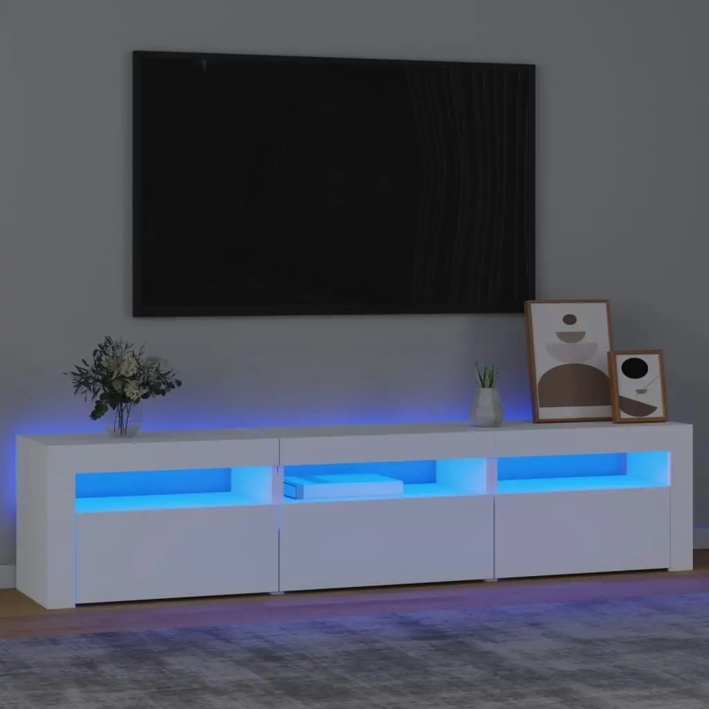 TV Cabinet with LED Lights White 180x35x40 cm 3152754