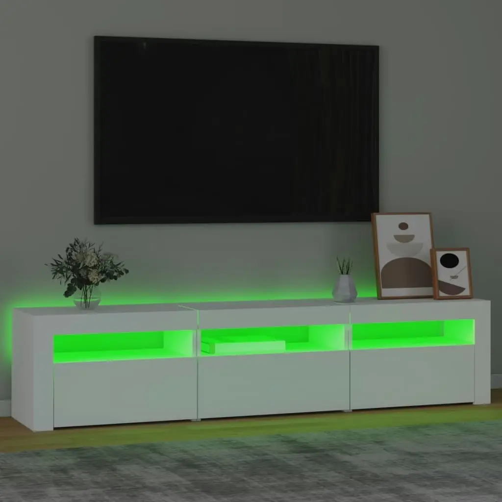 TV Cabinet with LED Lights White 180x35x40 cm 3152754