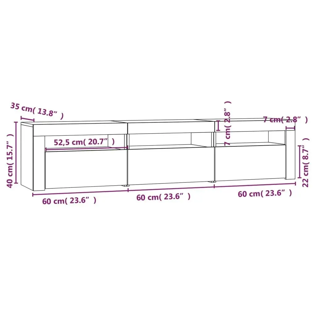 TV Cabinet with LED Lights White 180x35x40 cm 3152754