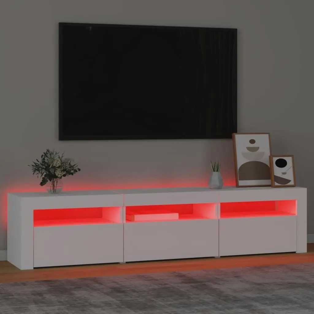 TV Cabinet with LED Lights White 180x35x40 cm 3152754