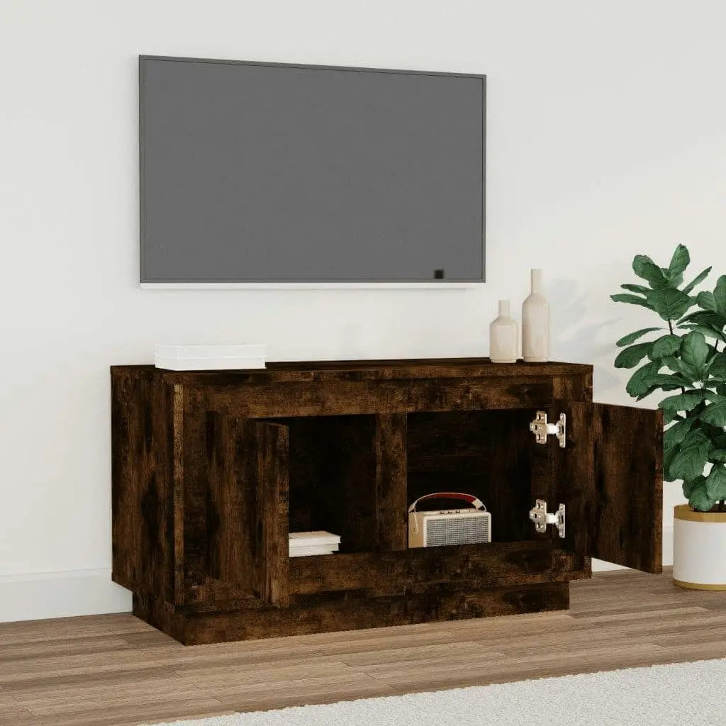 TV Cabinet Smoked Oak 80x35x45 cm Engineered Wood 819857