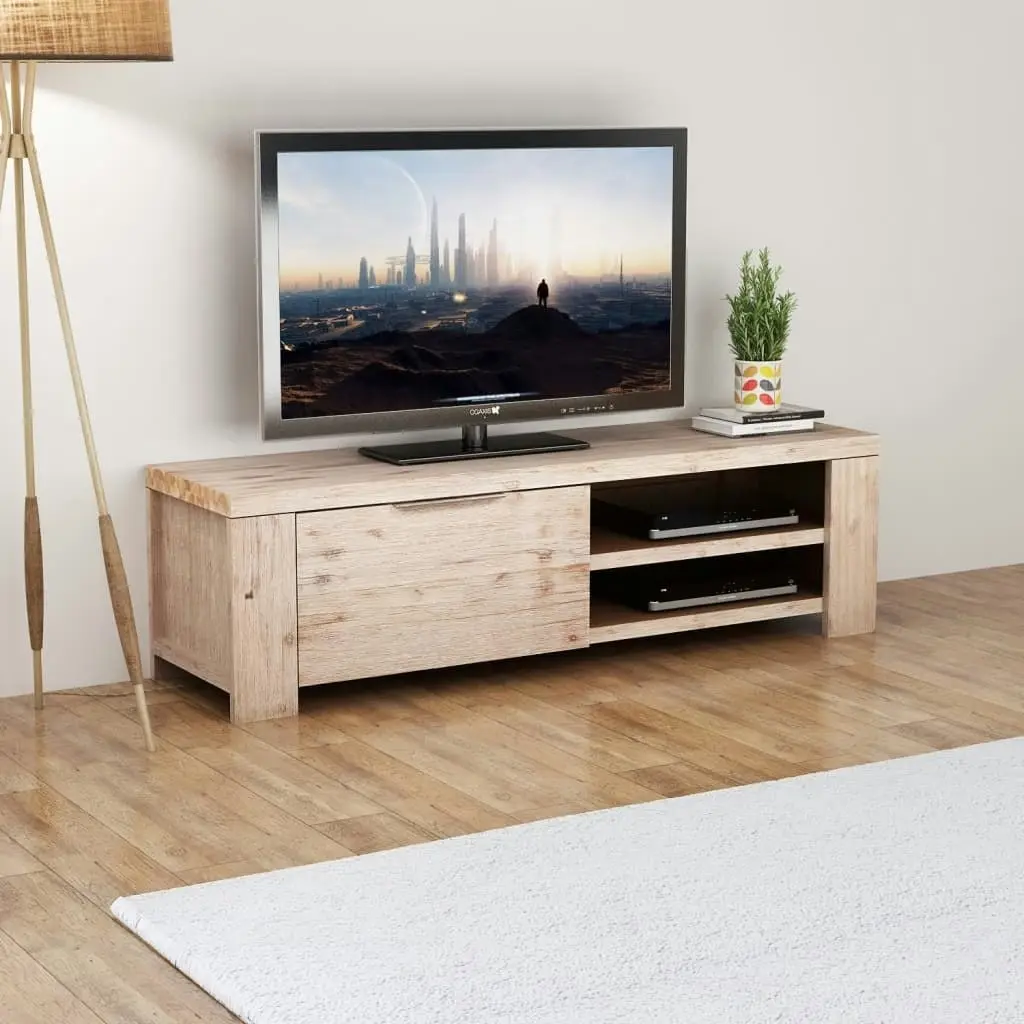 TV Cabinet Solid Brushed Acacia Wood 140x38x40 cm 244337