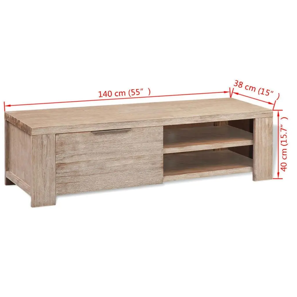 TV Cabinet Solid Brushed Acacia Wood 140x38x40 cm 244337