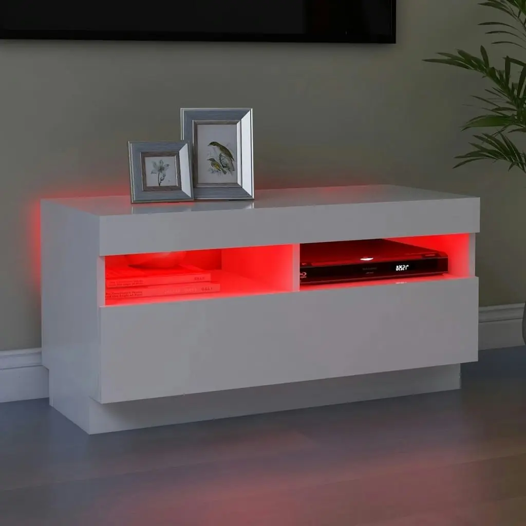 TV Cabinet with LED Lights White 80x35x40 cm 804445