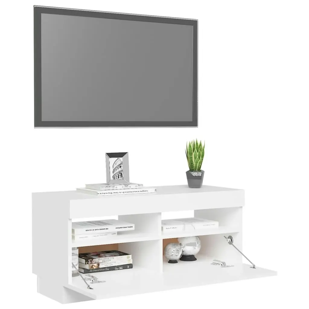 TV Cabinet with LED Lights White 80x35x40 cm 804445