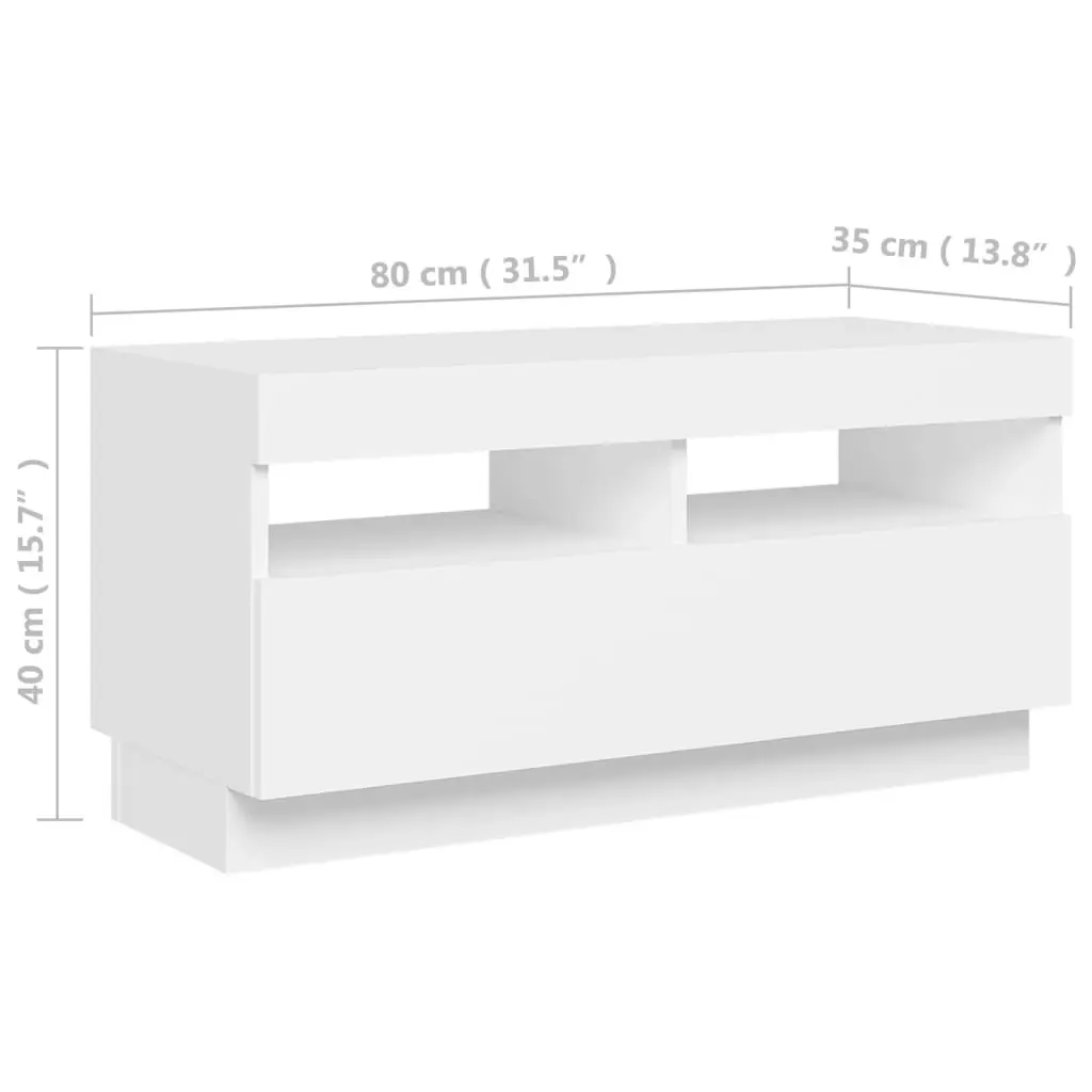 TV Cabinet with LED Lights White 80x35x40 cm 804445