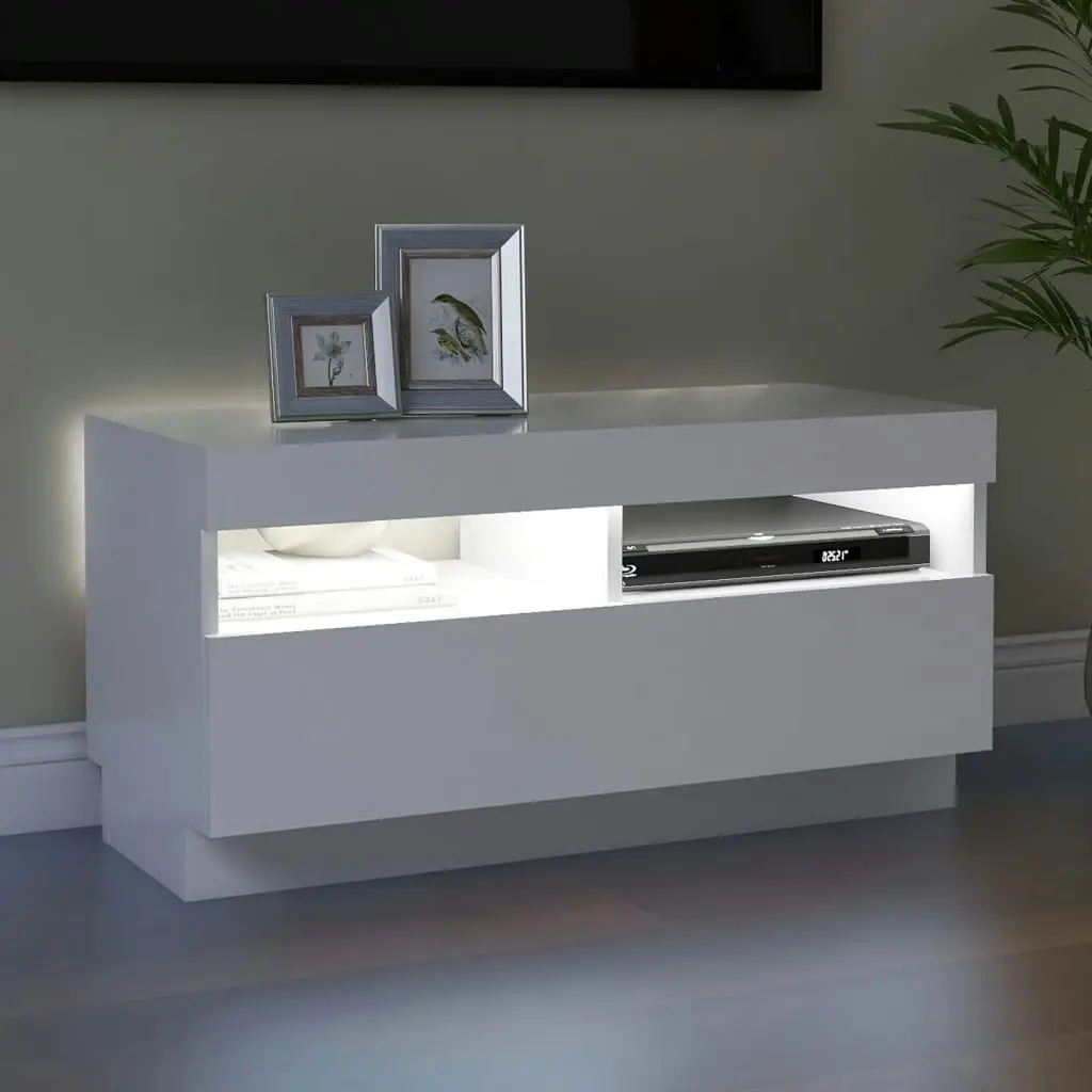 TV Cabinet with LED Lights White 80x35x40 cm 804445