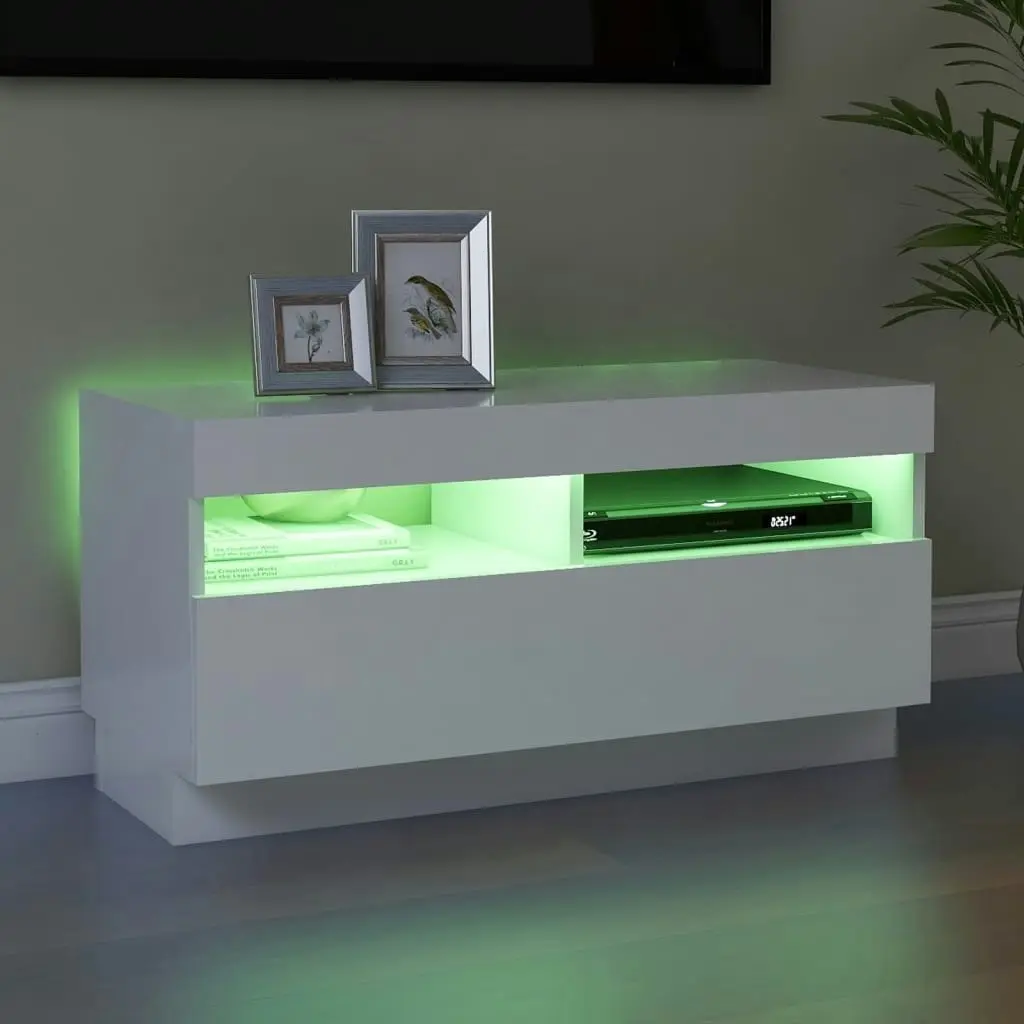 TV Cabinet with LED Lights White 80x35x40 cm 804445