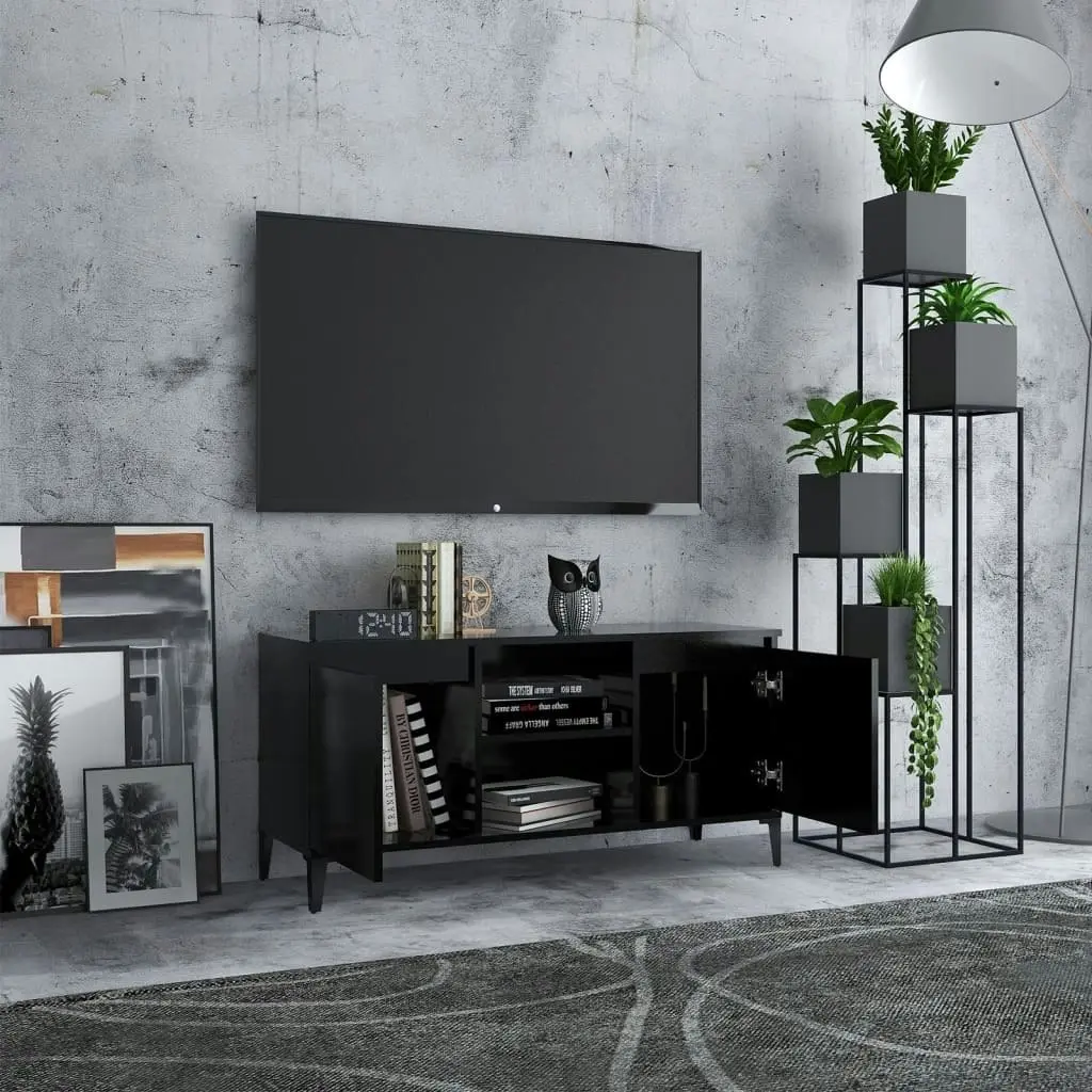 TV Cabinet with Metal Legs Black 103.5x35x50 cm 805969