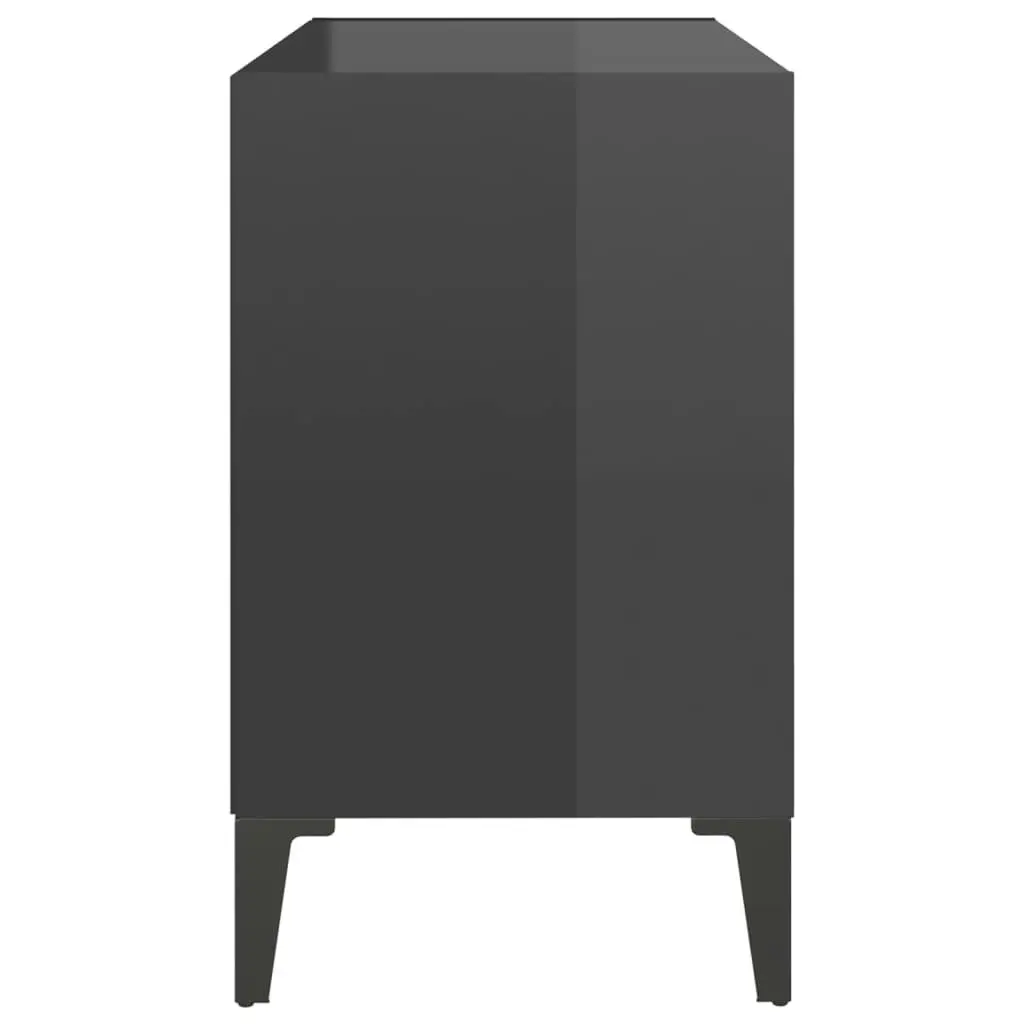 TV Cabinet with Metal Legs High Gloss Grey 69.5x30x50 cm 805940