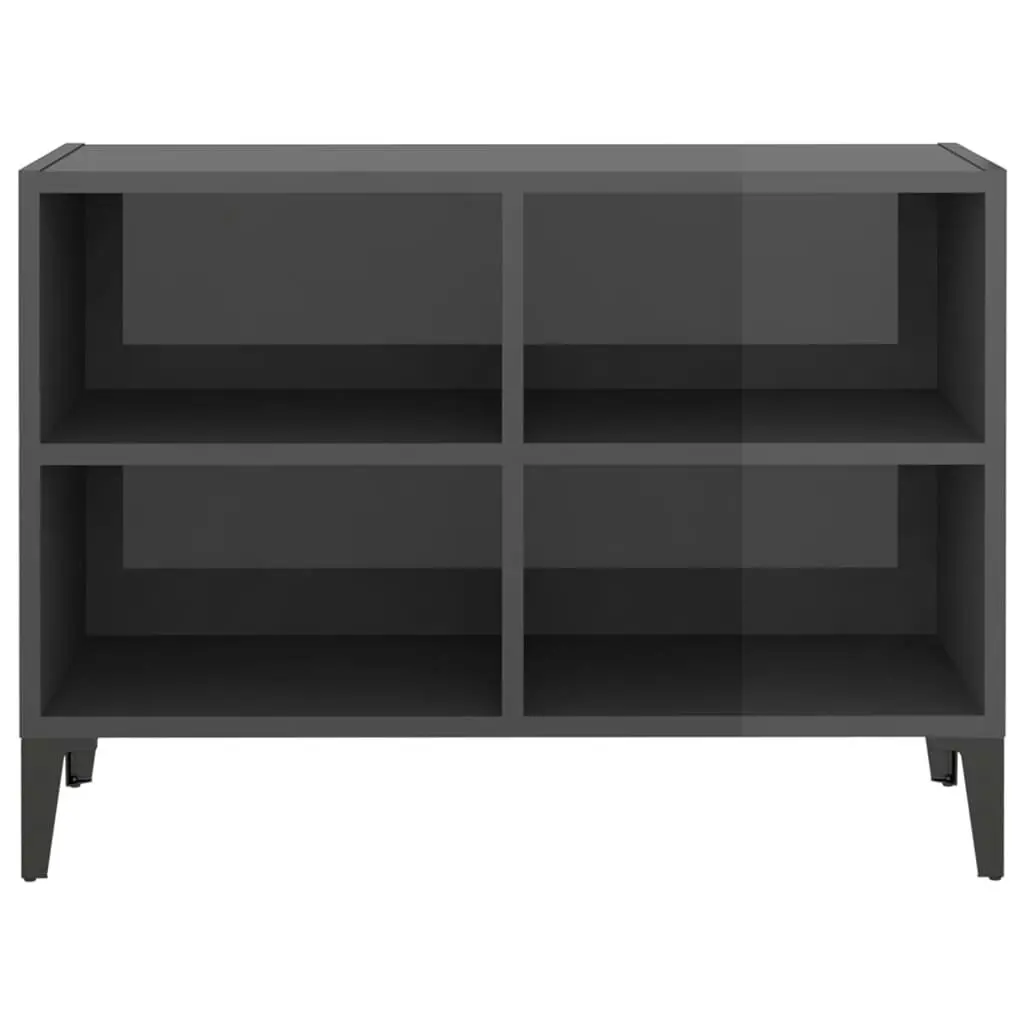 TV Cabinet with Metal Legs High Gloss Grey 69.5x30x50 cm 805940